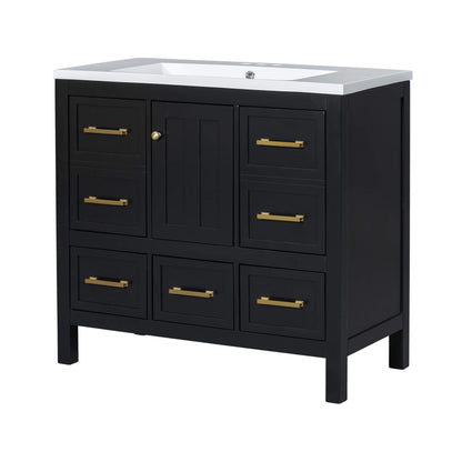 Nuvia Premium 72-Inch Bathroom Vanity Set With Resin Sink And Soft-Close Drawers [Faucet Not Included] (SAK62749)