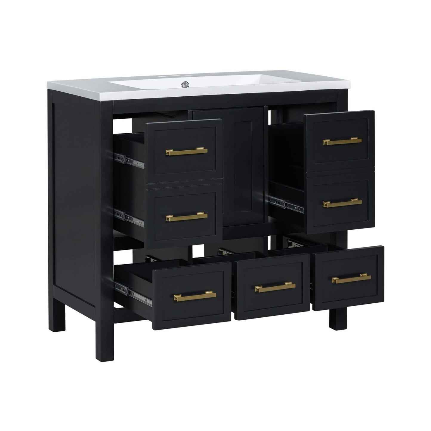 Nuvia Premium 72-Inch Bathroom Vanity Set With Resin Sink And Soft-Close Drawers [Faucet Not Included] (SAK62749)