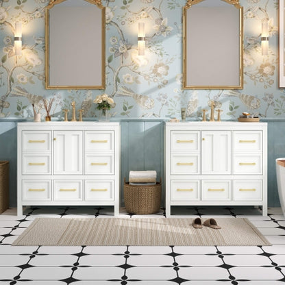 Nuvia Premium 72-Inch Bathroom Vanity Set With Resin Sink And Soft-Close Drawers [Faucet Not Included] (SAK62749)