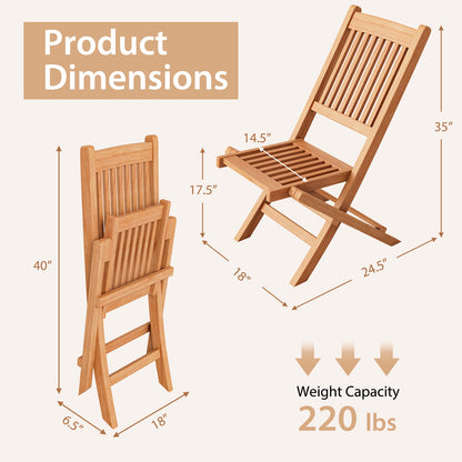 Outdoor Bistro Set with Slatted Seat and Tabletop for Backyard