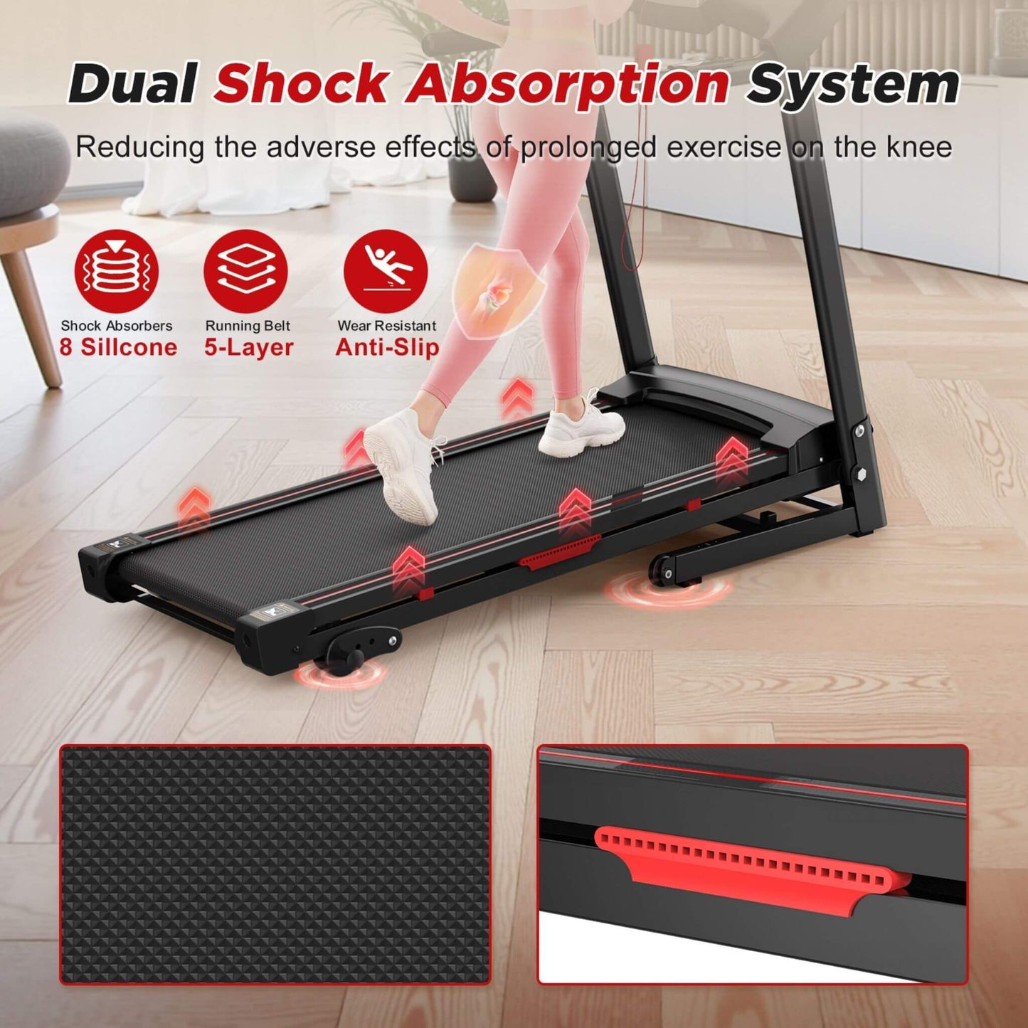 Rovix Portable 3.5HP Space Saving Folding Treadmill W/ Incline & 12 Preset Programs (SAK29735)