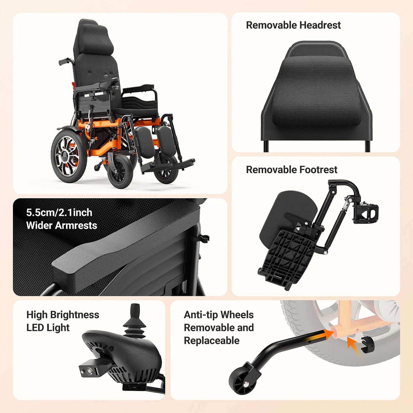 Motivo Premium Lightweight Electric Full Reclining Motorized Foldable Wheelchair (SAK91516)