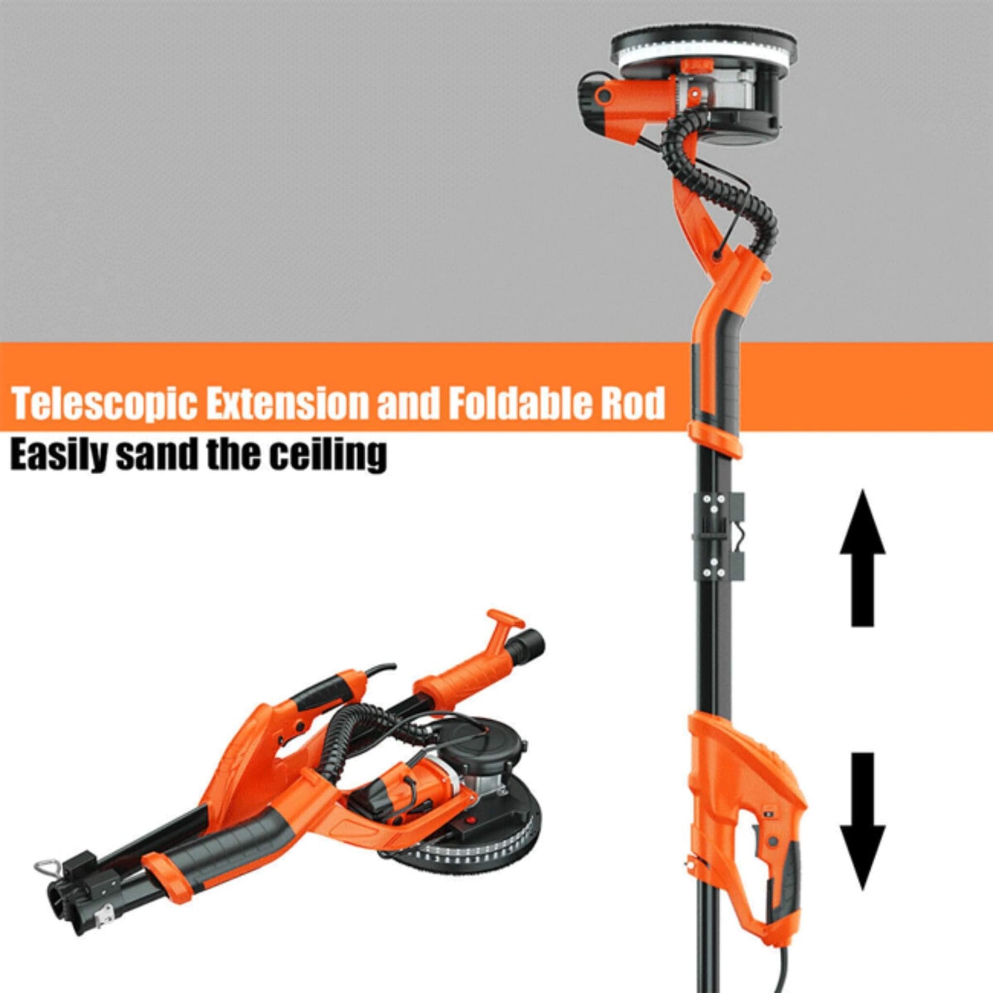 Professional Electric Drywall Ceiling Pole Sander W/ Vacuum, 750W (SAK97855)