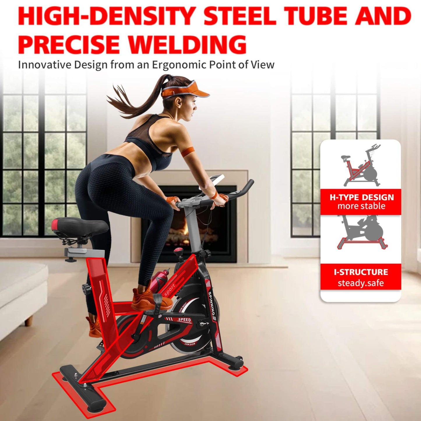 Rovix Indoor Exercise Spin Bike With Comfortable Cushioned Seat (SAK71645)