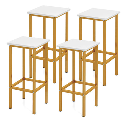 Set of 4 Bar Stool Set 26 Inch Bar Chair with Metal Legs and Footrest