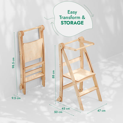 Toddler Tower: Foldable Step Stool for Toddlers - Gray