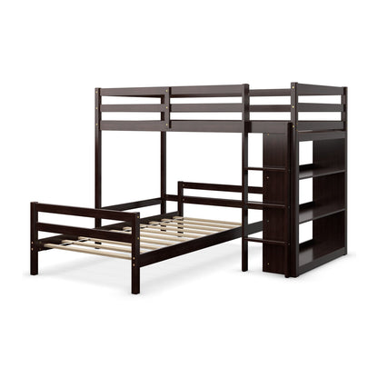 Twin Over Twin Loft Bunk Bed with Bookcase