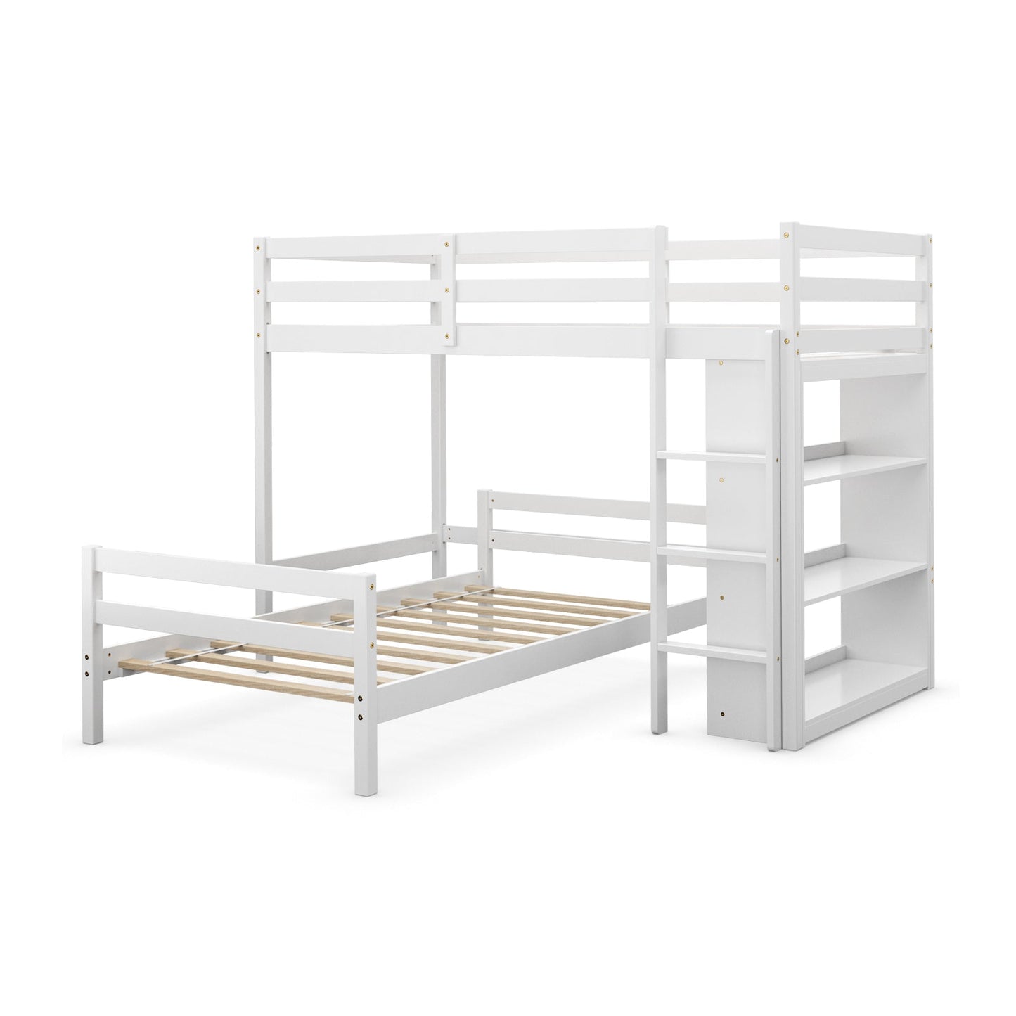 Twin Over Twin Loft Bunk Bed with Bookcase