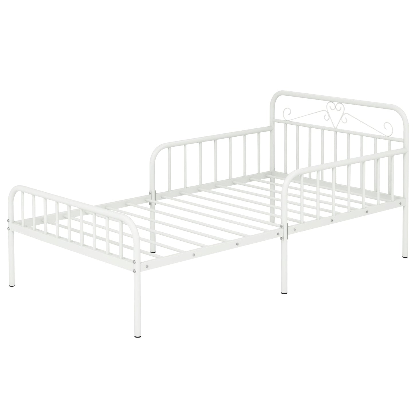 Twin Size Bed Frame with Headboard and Safety Side Guardrails