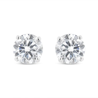 14K White Gold 2.00 Cttw Lab Grown Round Brilliant-Cut Diamond Classic 4-Prong Stud Earrings with Screw Backs (F-G color, VVS2-VS1 Clarity)