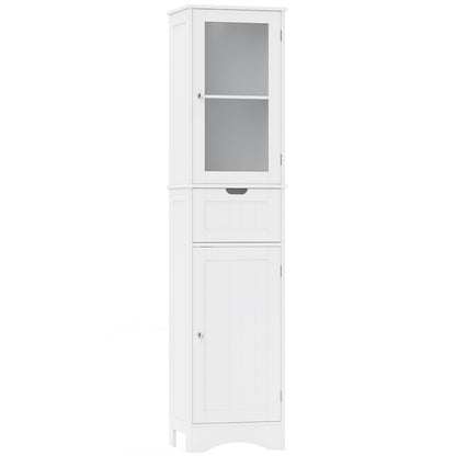 Tall Floor Storage Cabinet with 2 Doors and 1 Drawer for Bathroom