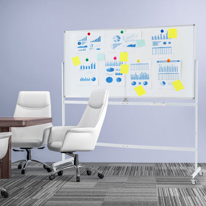 Rolling Double-Sided Magnetic Whiteboard on Wheels with Stand and Aluminum Alloy Frame