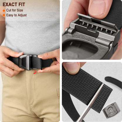 BULLIANT Tactical Belt for Men, Men Stretch Nylon Web Gift Belt 1.5"-Hiking Rigger Military Work-Quick Release Black2972 34"-38"Waist Adjustable