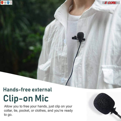 5Core Lavalier Microphone Clip On  Professional Grade 3.5mm Lapel Mic  Omnidirectional Lav Mic