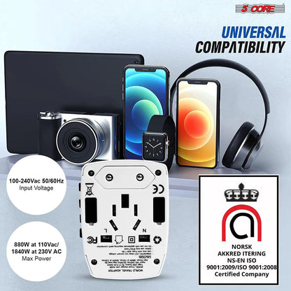 Universal Travel Adapter International Power Adapters 3 Pack Multicharger Plug w 4 USB Ports